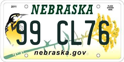 NE license plate 99CL76