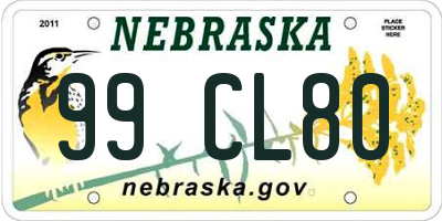 NE license plate 99CL80