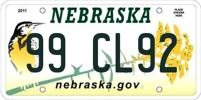 NE license plate 99CL92
