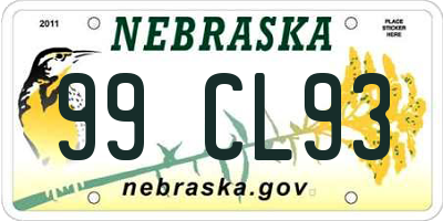 NE license plate 99CL93