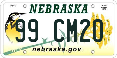 NE license plate 99CM20