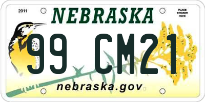 NE license plate 99CM21