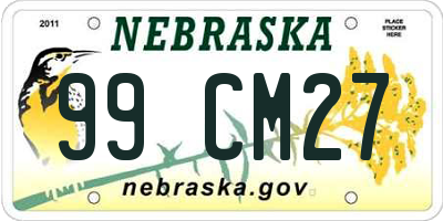 NE license plate 99CM27