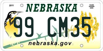 NE license plate 99CM35