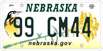 NE license plate 99CM44