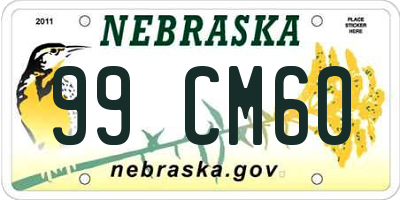 NE license plate 99CM60
