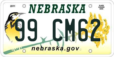 NE license plate 99CM62