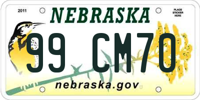 NE license plate 99CM70