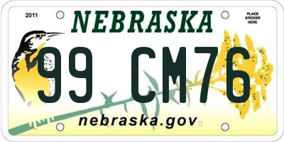 NE license plate 99CM76