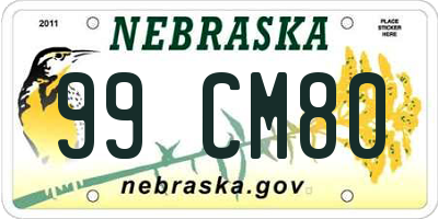 NE license plate 99CM80