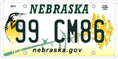 NE license plate 99CM86