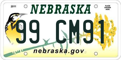 NE license plate 99CM91