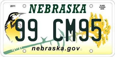 NE license plate 99CM95