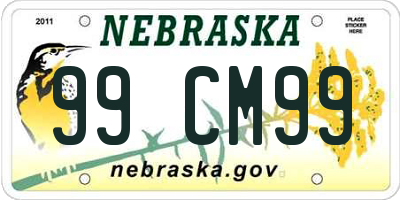 NE license plate 99CM99
