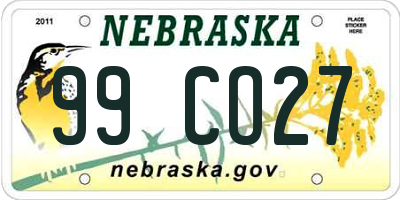NE license plate 99CO27