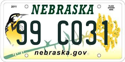 NE license plate 99CO31