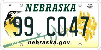 NE license plate 99CO47