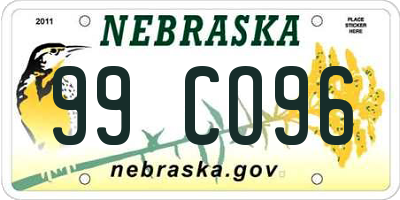 NE license plate 99CO96