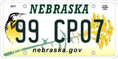 NE license plate 99CP07