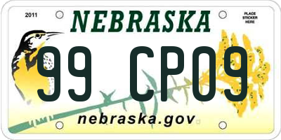NE license plate 99CP09