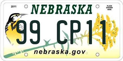 NE license plate 99CP11