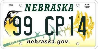 NE license plate 99CP14