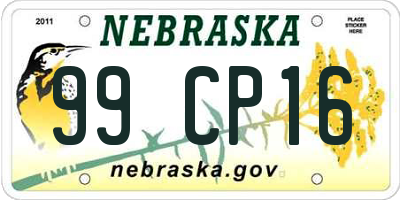 NE license plate 99CP16