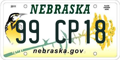 NE license plate 99CP18