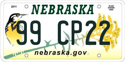 NE license plate 99CP22