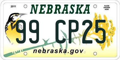 NE license plate 99CP25