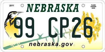 NE license plate 99CP26