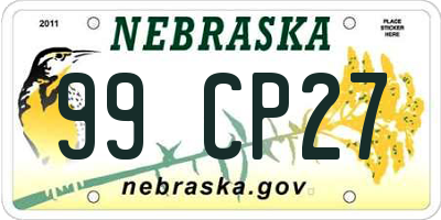 NE license plate 99CP27