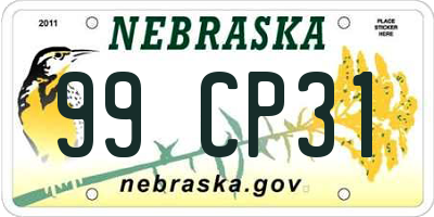 NE license plate 99CP31