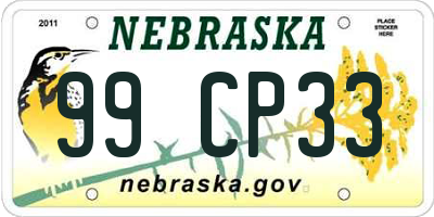 NE license plate 99CP33