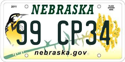 NE license plate 99CP34