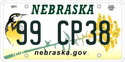 NE license plate 99CP38