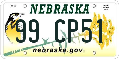 NE license plate 99CP51