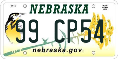 NE license plate 99CP54