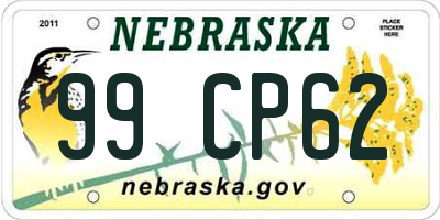 NE license plate 99CP62