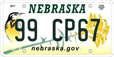 NE license plate 99CP67