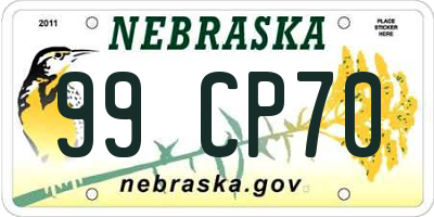 NE license plate 99CP70