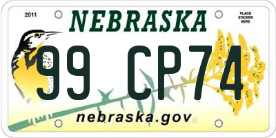 NE license plate 99CP74