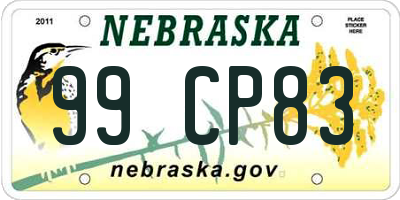 NE license plate 99CP83
