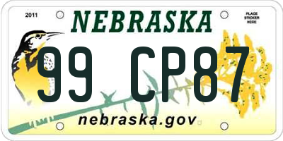 NE license plate 99CP87