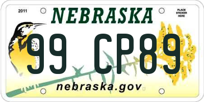 NE license plate 99CP89