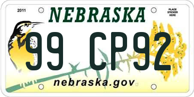 NE license plate 99CP92