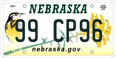 NE license plate 99CP96