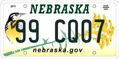 NE license plate 99CQ07