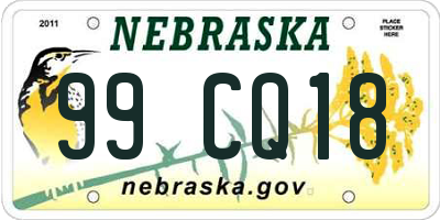 NE license plate 99CQ18