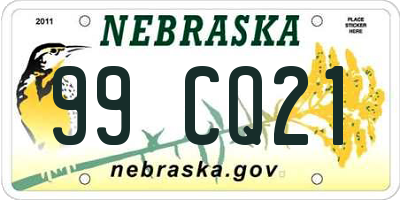 NE license plate 99CQ21